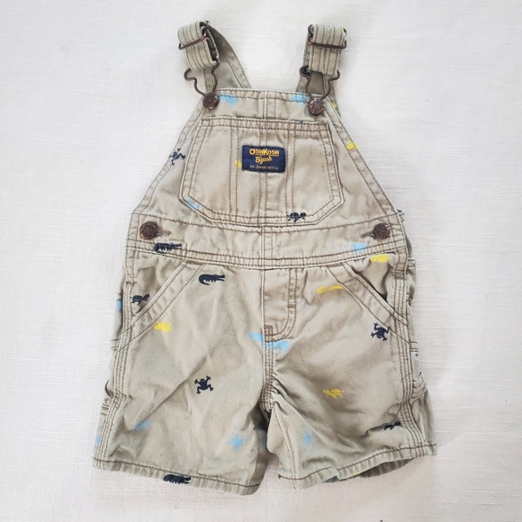 Oshkosh reptile frog turtle shortalls 9 months - Picture 1 of 5
